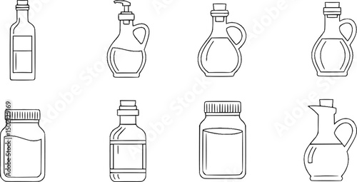 Vinegar icon set. Outline set of vinegar vector icons for web design isolated on white background