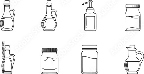 Vinegar icon set. Outline set of vinegar vector icons for web design isolated on white background