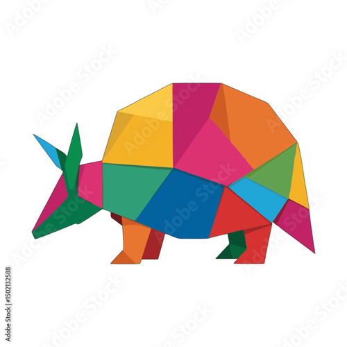 Colorful Low-Poly Armadillo Illustration