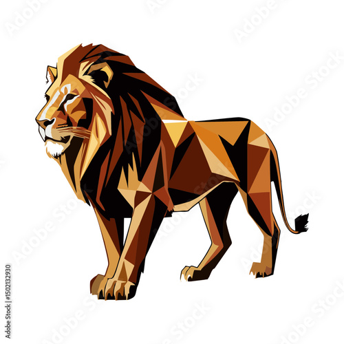 Majestic Lion in Geometric Low Poly Style