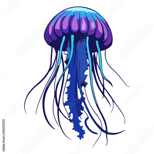 Vibrant Purple and Blue Jellyfish Illustration