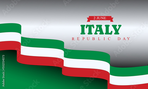 Italian republic day, 2th June, festa della repubblica Italiana, bent waving ribbon in colors of the Italian national flag. Celebration background.