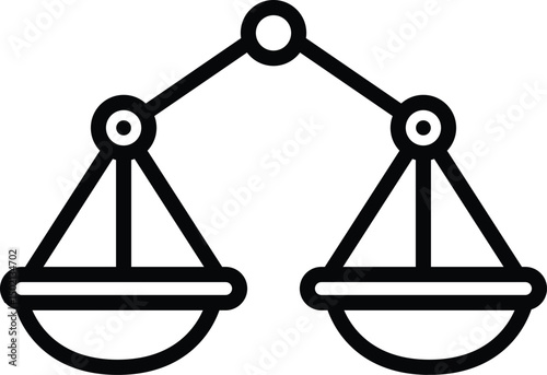 Outline icon of a balanced scale representing justice and equality