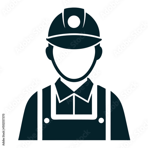 construction worker vector illustration silhouette icon on white background