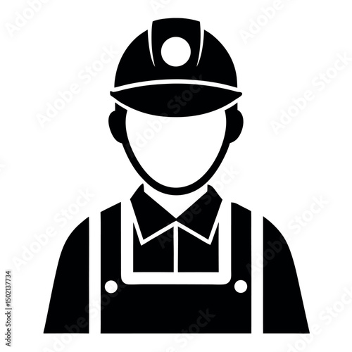 construction worker vector illustration silhouette icon on white background