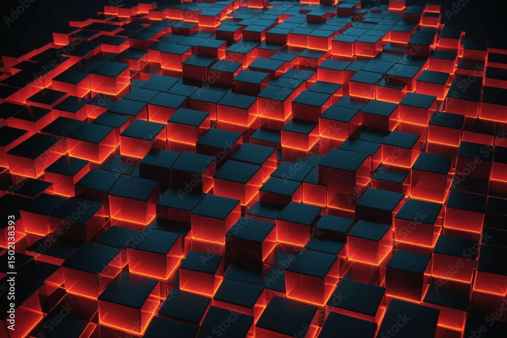 Obraz premium 3D neon cube pattern