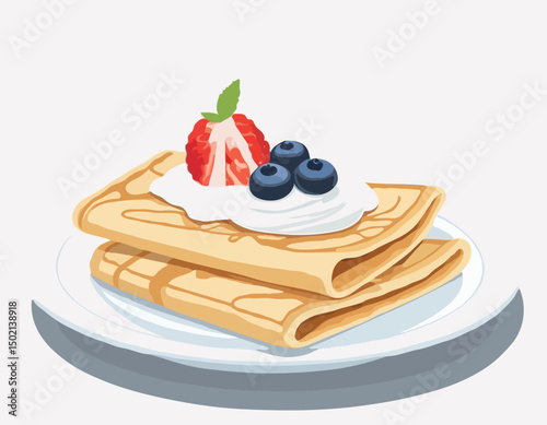 Crêpes volant de près sur un fond blanc