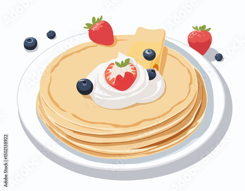 Crêpes volant de près sur un fond blanc