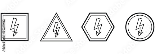 High voltage sign. High Voltage Warning Signs. Dangerous electrical voltage icon set.