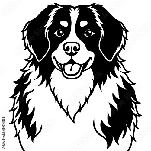 Bernese Mountain Dog Vector on White