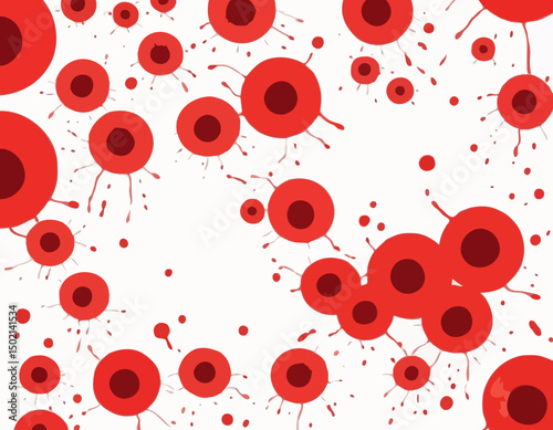 World donor day abstract wallpaper, 3d blood cells flowing in vein isolated on white background. Vector illustration. Medical border frame, hospital banner concept design