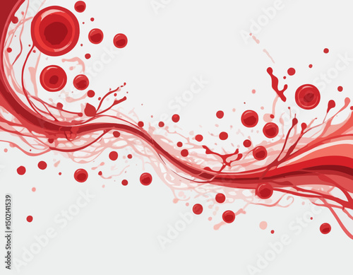 World donor day abstract wallpaper, 3d blood cells flowing in vein isolated on white background. Vector illustration. Medical border frame, hospital banner concept design