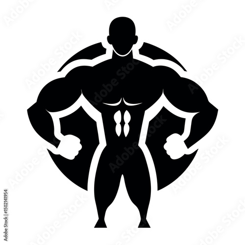 body builder icon isolated silhouette icon on white background 