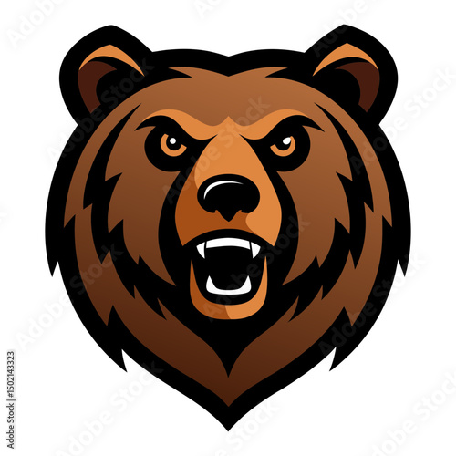 Grizzly bear head mascot logo vector art illustration