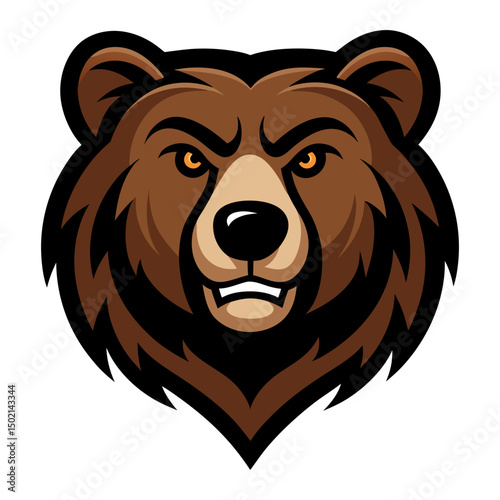 Grizzly bear head mascot logo vector art illustration