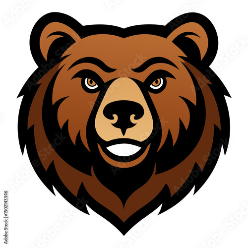 Grizzly bear head mascot logo vector art illustration
