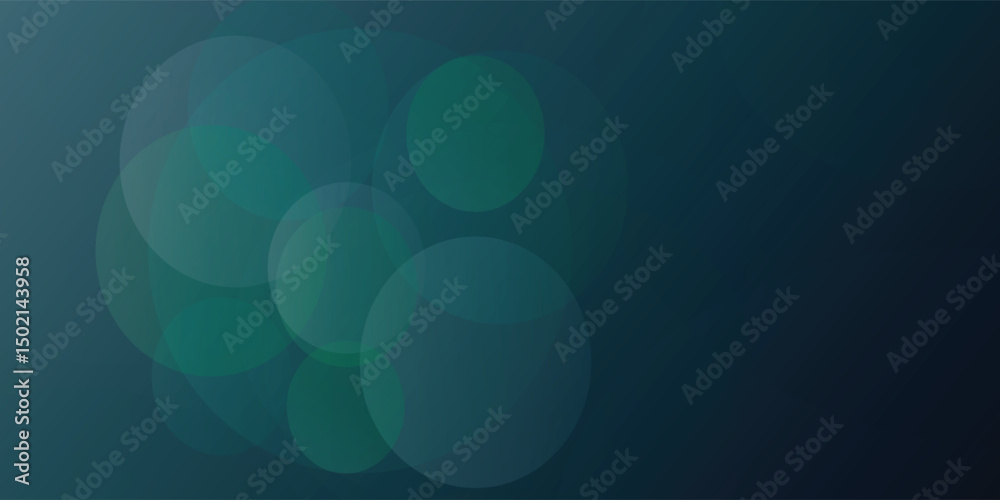 Cool blue green background created in camera with a macro lens with overlapping bokeh circular shapes soft edges light and dark areas with room for copy and text
