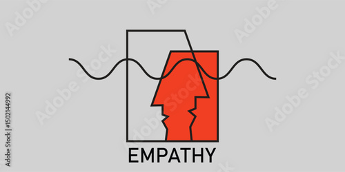 Icon empathy. Logo psychologist, psychotherapist, psychotherapy. Two abstract human profile. Vector