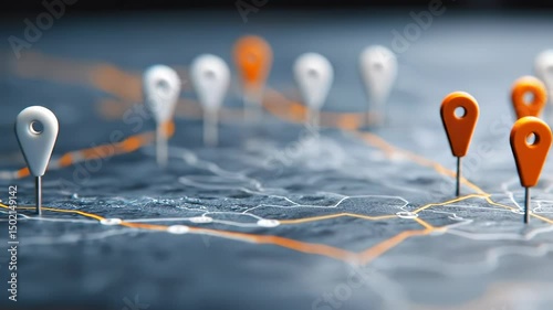 Location pin map navigation route travel direction showing journey planning connection and balance between stress and fatigue