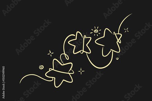 Creative design of yellow stars and swirls against a dark background for artistic inspiration