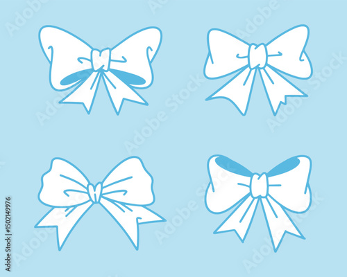 A variety of decorative ribbons designed for simple crafts and gift wrapping on a plain background.