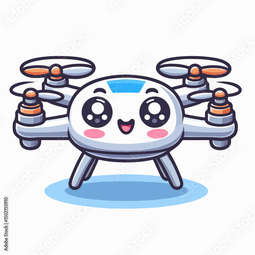 cartoon drone vector illustration white background