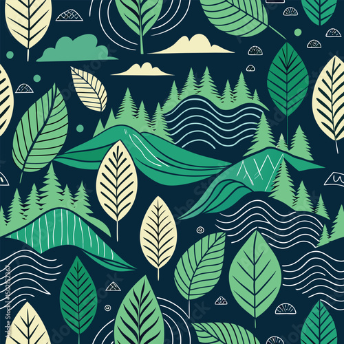 Seamless Minimalist Nature Pattern