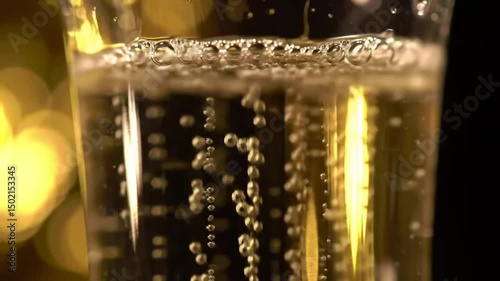 Sparkling Champagne bubbles in a glass