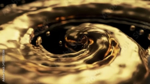 A swirling vortex of golden liquid, with bubbles floating on the surface