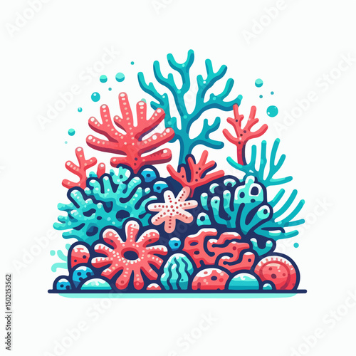 coral reef vector illustration white background