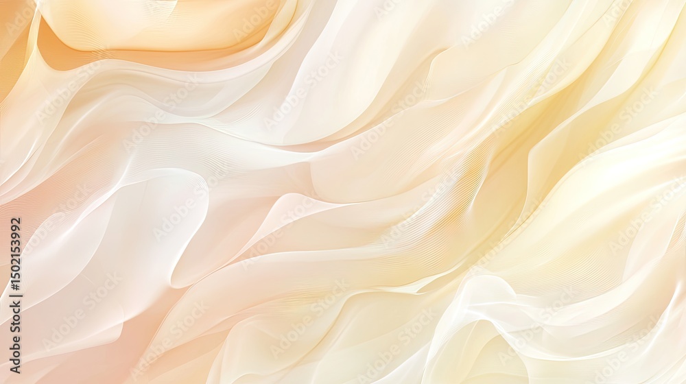 Fototapeta premium an abstract art piece with a creamy background blending into a flowing yellow texture that resembles wavy lines, giving it a modernist feel