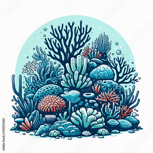 coral reef vector illustration white background
