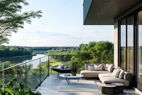 beautiful view of the river from the balcony of the villa