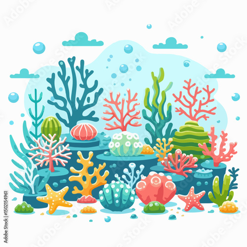coral reef vector illustration white background