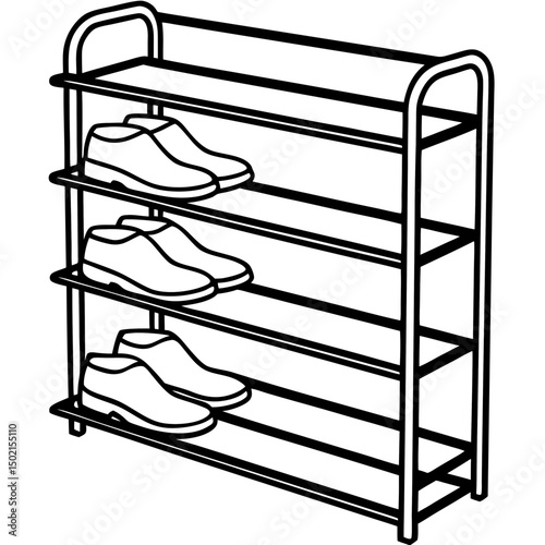 Minimal Shoe Rack Vector on White Background