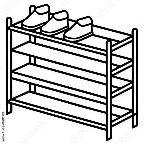 Minimal Shoe Rack Vector on White Background