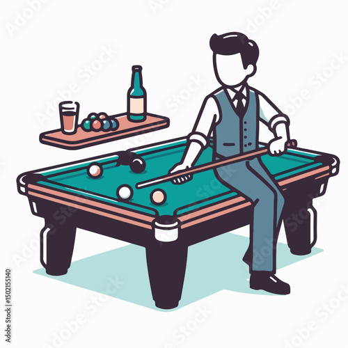 billiard player vector illustration white background