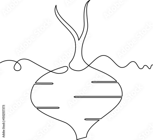 one line art Jicama vector illustration. line art, one continuous line, simple, hand drawn and sketch style. for icons, symbols, signs or logos. PNG