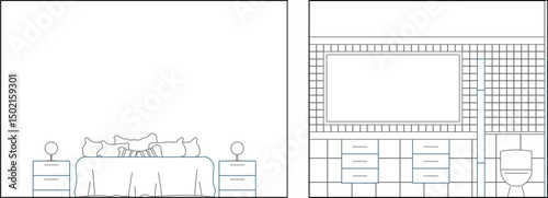 vector illustration sketch image silhouette design architecture interior section building residential building 