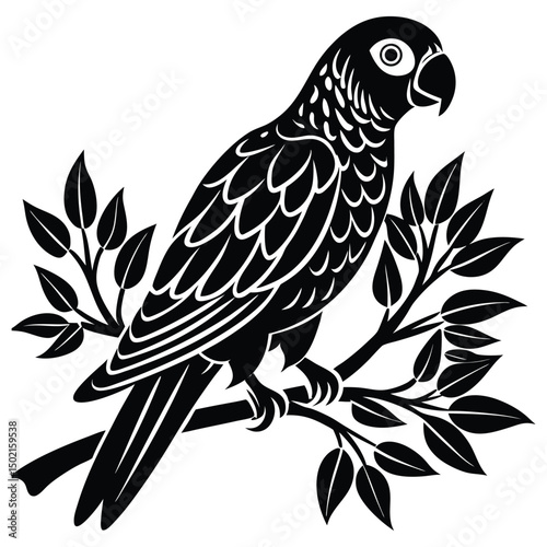 parrot with tree brunch
