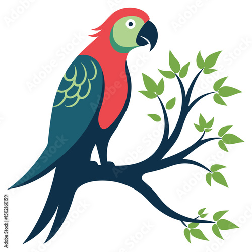 parrot with tree brunch