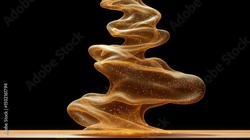 Golden liquid swirls, abstract, flowing, textured