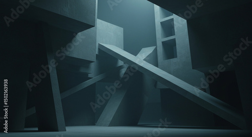 Geometric jungle of concrete and shadow