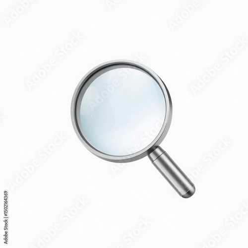 A close up shot of a silver magnifying glass with a clear lens and handle on a white background image created with generated ai