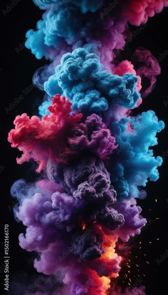 Fototapeta premium Abstract colorful fractal background with smoke and light texture