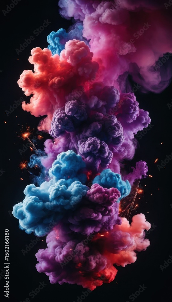 Fototapeta premium Abstract colorful fractal background with smoke and light texture