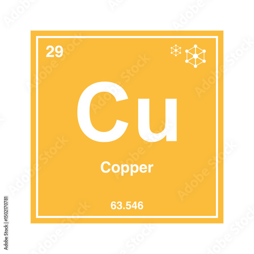 copper periodic vector on transparent background