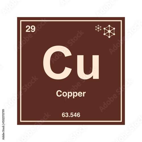 copper periodic vector on transparent background