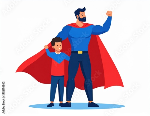 Father And Son Superhero Illustration