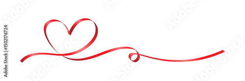 Elegant Red Ribbon Heart Design